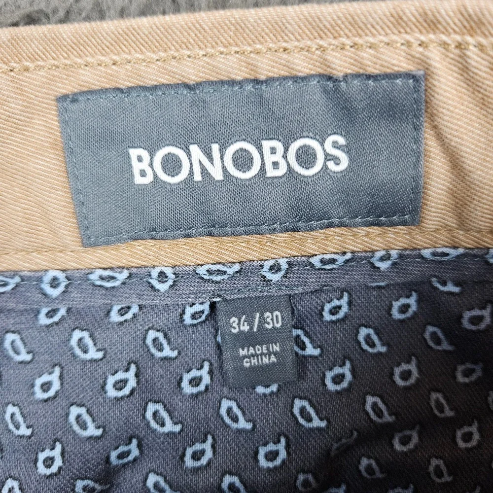 Bonobos Mens Tailored Chino Pants 34x30 Khaki Tan Cotton Blend